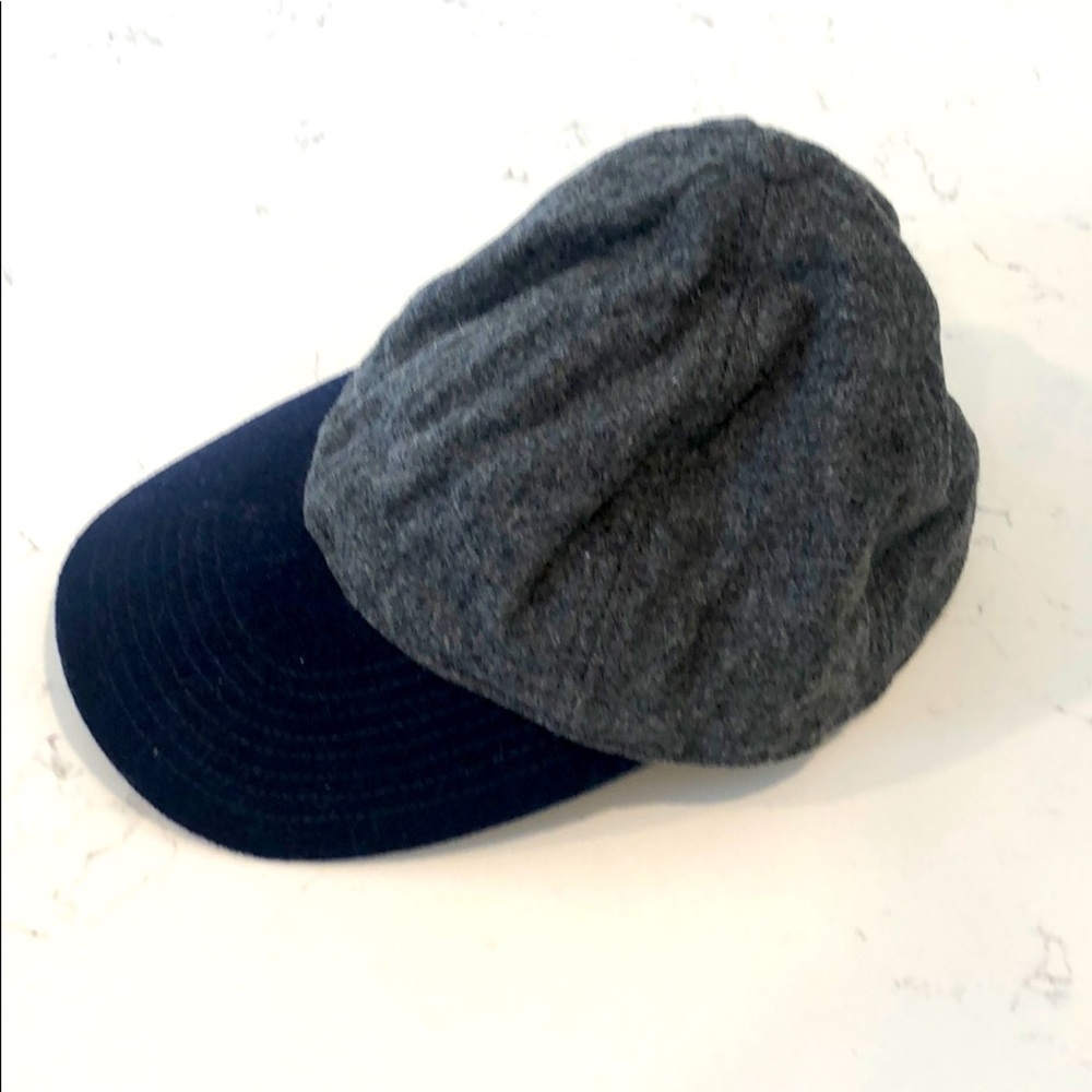 J. Crew Factory Gray Wool Cap with Navy Brim